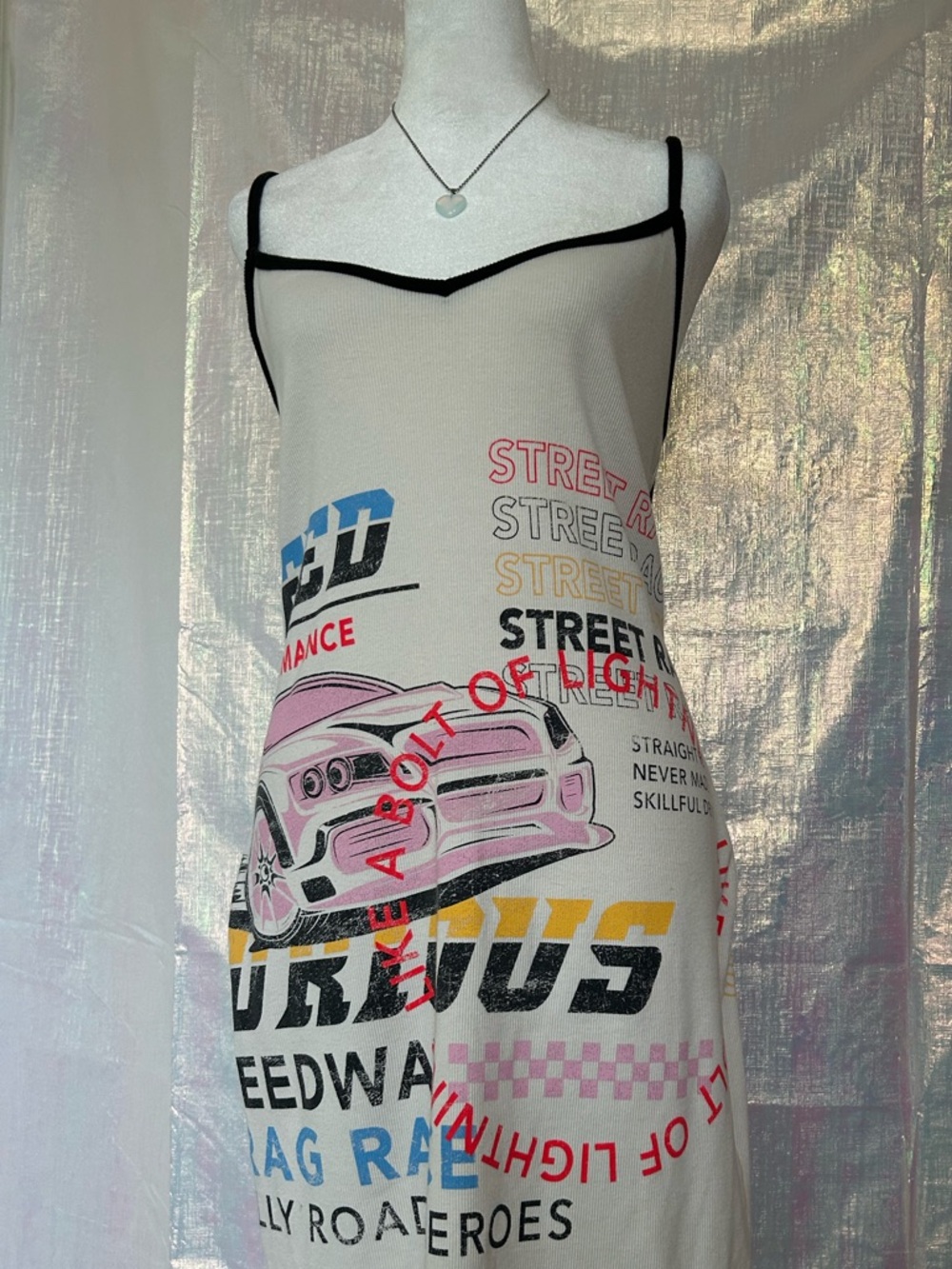 Plus Size Forever 21+ Cream Racing Slip Dress with Black Trim. Size 0X.